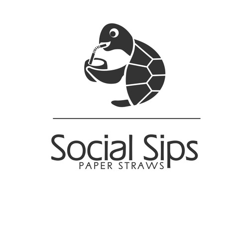 Logo for paper straws that respect the environment and ecology of the sea