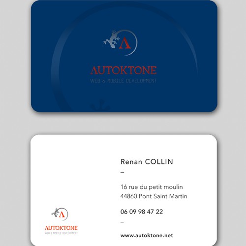 logo and business card for Autoktone, a web and mobile agency