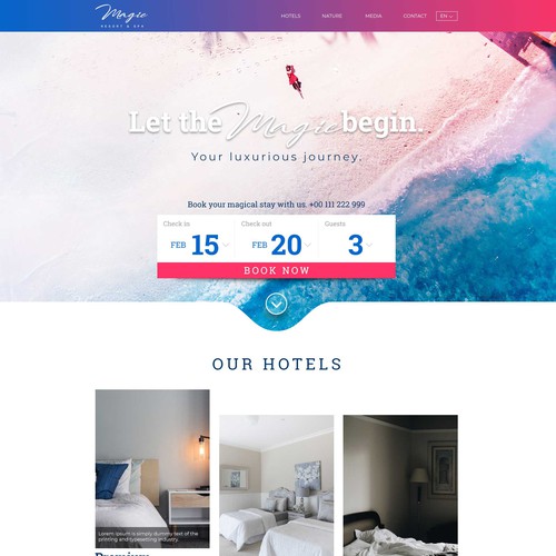 Web design for hotel booking