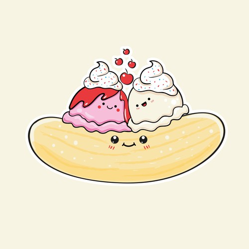 Cute banana split illustration