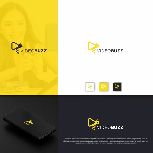 Bee and Video Logo concept For Videobuzz