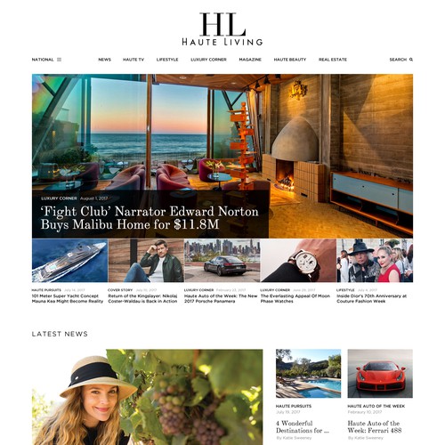 Modern website design for Haute Living