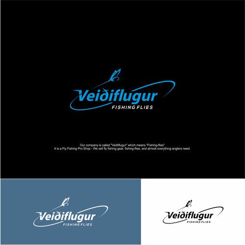 Logo concept for veidflugur fishing flies.