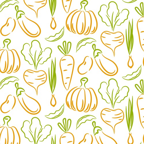 Vegetable pattern. Hand drawn icon style