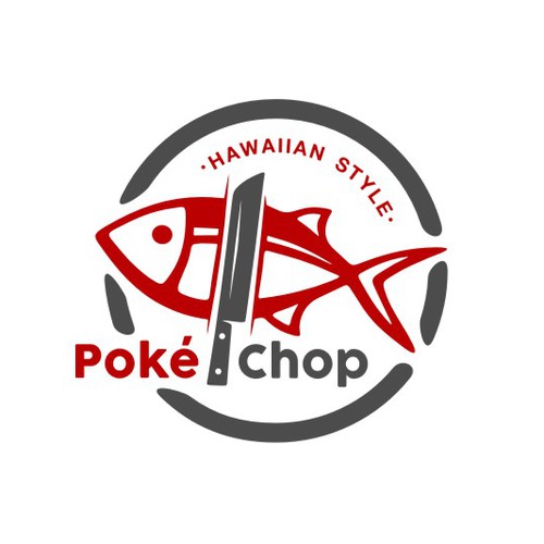 Logo for "Poké Chop" Distinctive Modern Fish and Knife