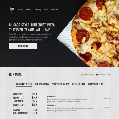 Crust Pizza Landing Page