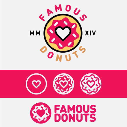 Fun logo design for FAMOUS DONUT