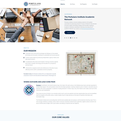 Homepage Design for Portulans Institute