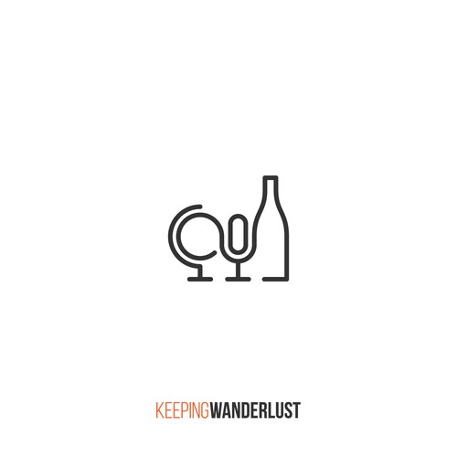 Minimal logo for couple that travel, likes wine and doing podcast