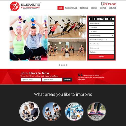 Home page design concept for Elevate