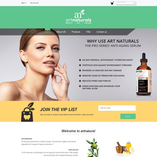 Homepage Design For an ecommerce site