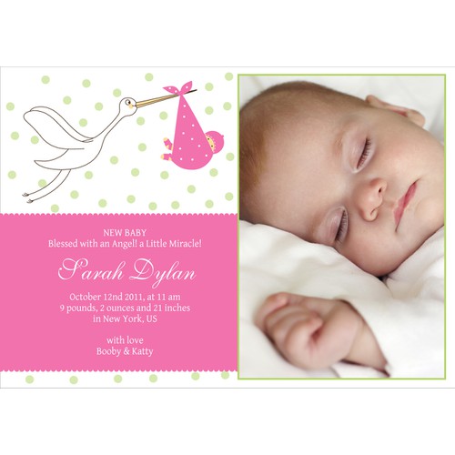 Picaboo 5" x 7" Flat Baby Girl Birth Announcements (will award up to 35 designs!)