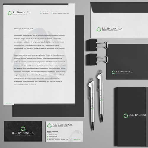 Logo design and stationery for R.L. Balconi Co.