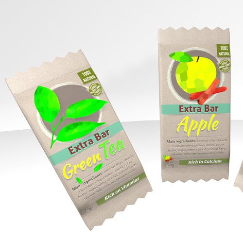 Product label for a healthy bar in a modern minimalism eco style