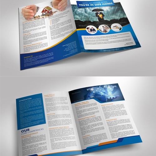 Create a corporate brochure for a dynamic commercial insurance broker