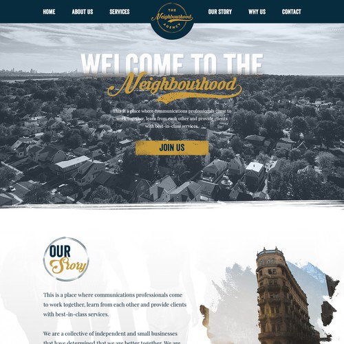 Homepage design for the Communications Agency