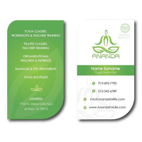 Ananda Yoga Pilates Business Card