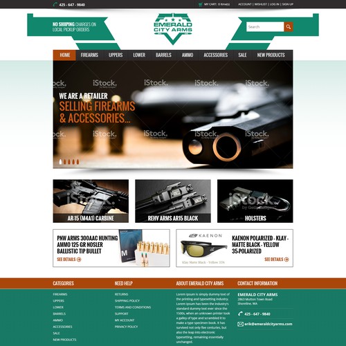 Clean, crisp e-commerce site for firearms and accessories retail