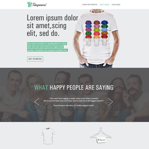 Create the front page of a t-shirt campaign website