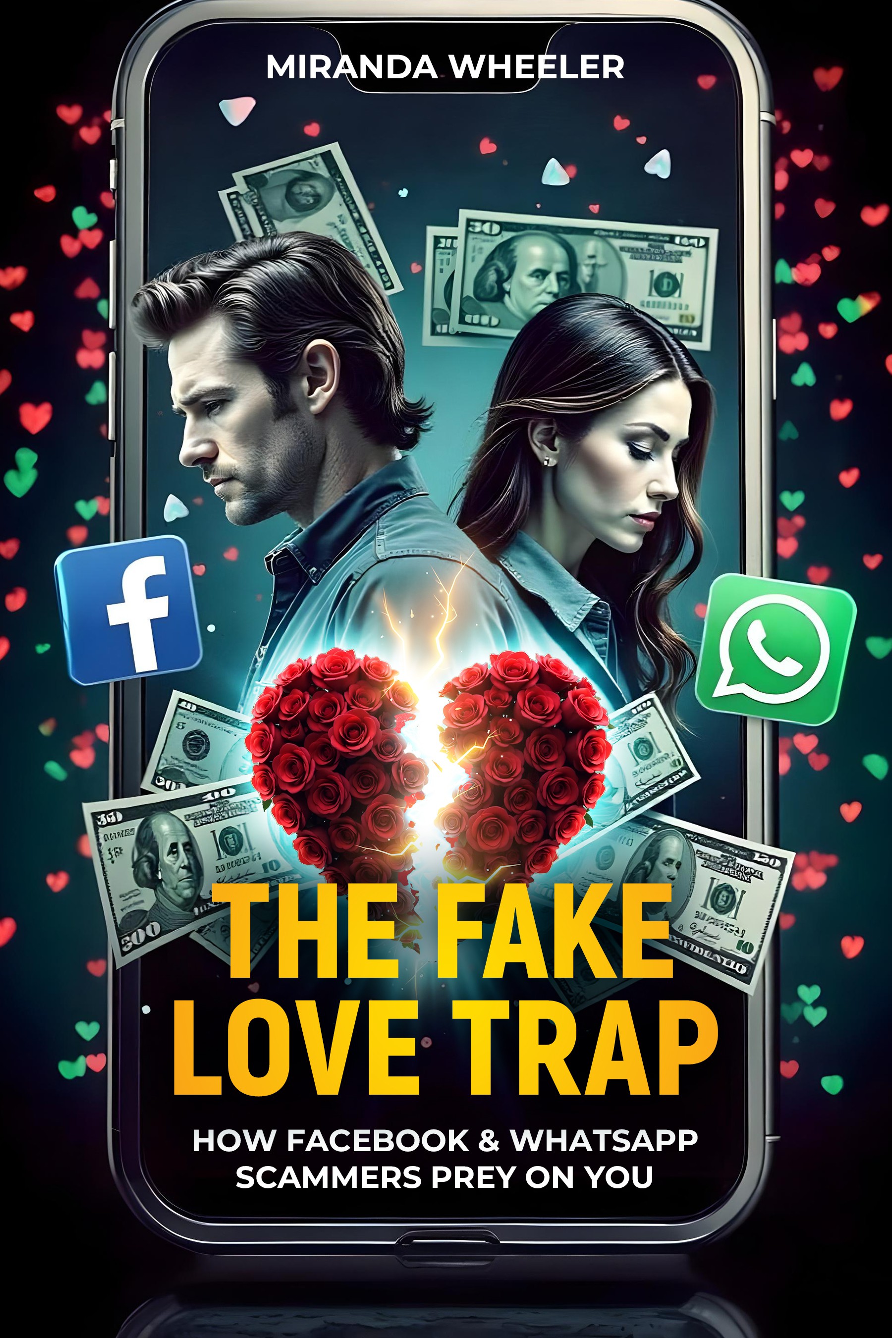 Create a Bold, Modern Book Cover for The Fake Love Trap: How Facebook & WhatsApp Scammers Prey on Yo