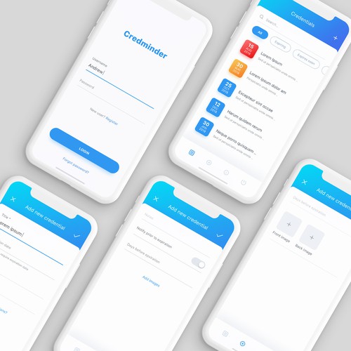 UI/UX for credential monitoring iOS app.