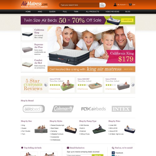 website design for AirMattress.com