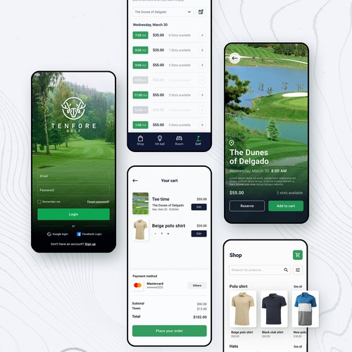 Golf course booking and store App
