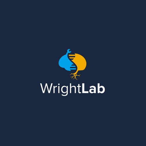 brain with DNA and neuron unique logo design