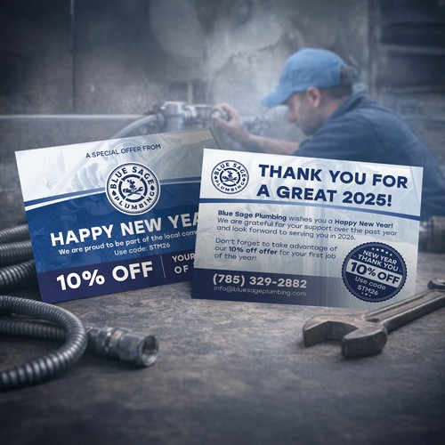 Two-Sided Thank-You / New-Year Promo Postcard — Service Business