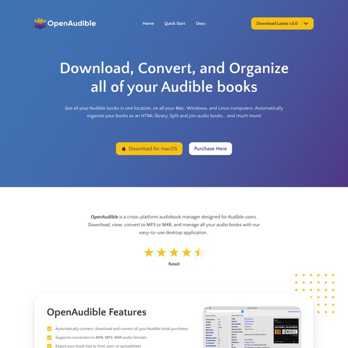 OpenAudible Landing Page