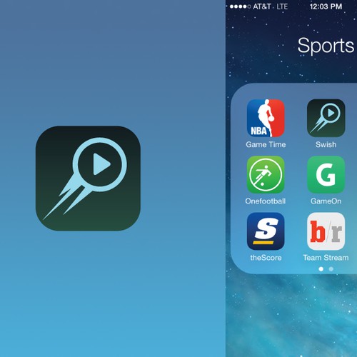 Create an app icon for a mobile app to discover and share sports video highlights