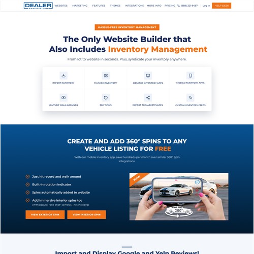 Sections for Dealer Websites