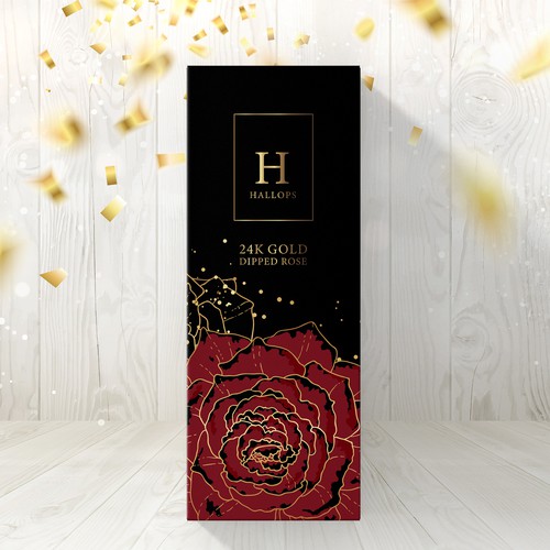 Packaging for 24k Gold Dipped Rose
