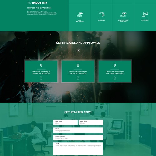 Professional Landing Page for a Manufacturing Company