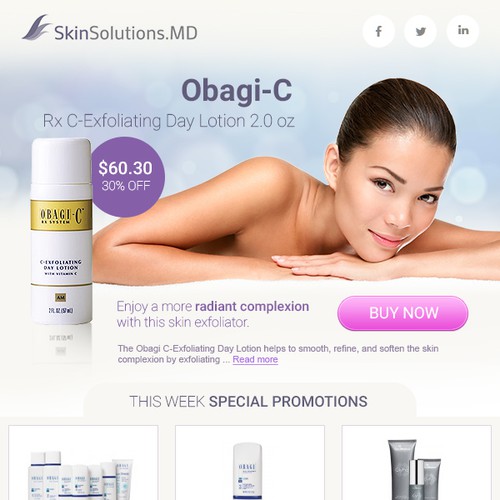 Email Template for a skincare eCommerce site.