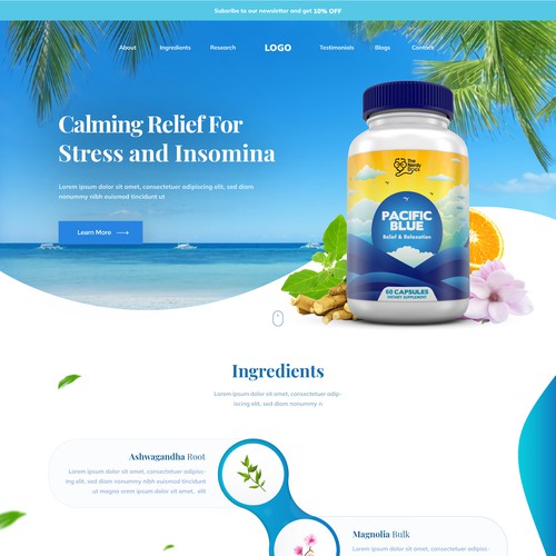 Fresh Looking landing Page for Pacific Blue
