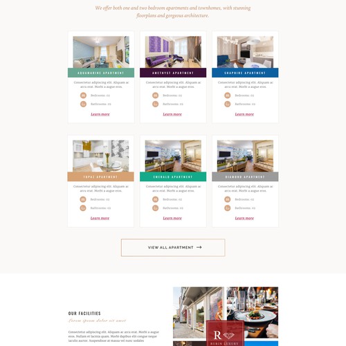 Homepage for luxury apartment