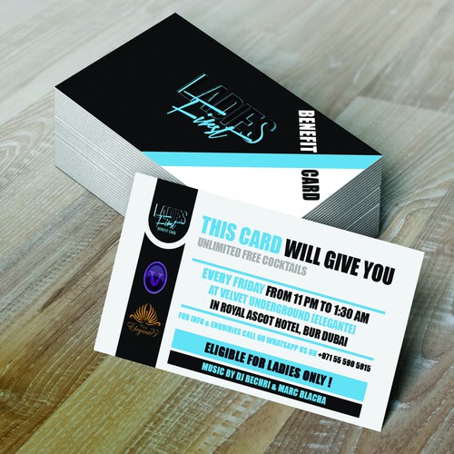 We need a chic, clean and stylish promotion card for our party