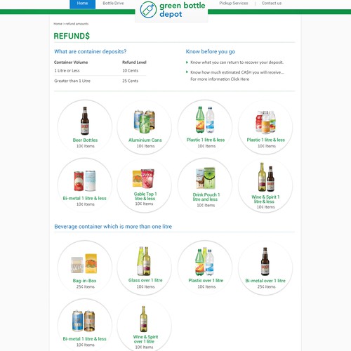 Green Bottle Depot Webpage Design