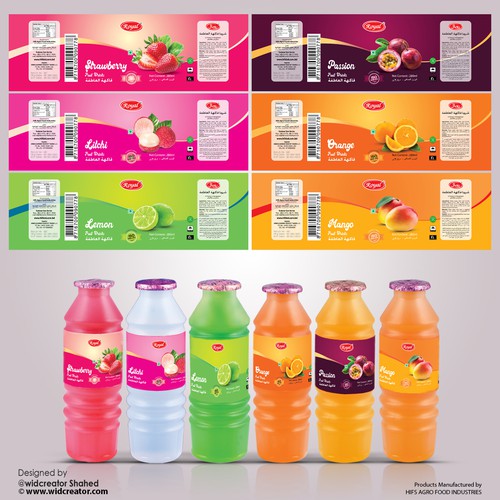 Royal Fruit Flavored Drinks Bottle Label Design