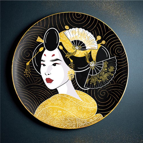 Geisha for plate decoration