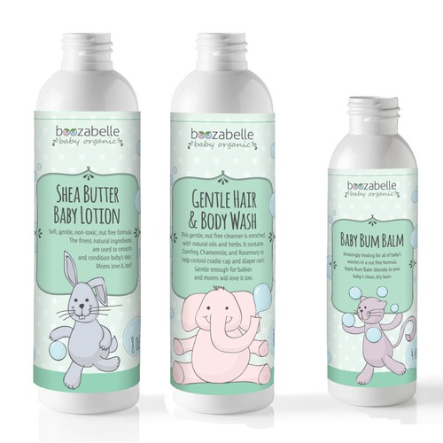 Create a sweet, fun and different label for a baby organic skin care line