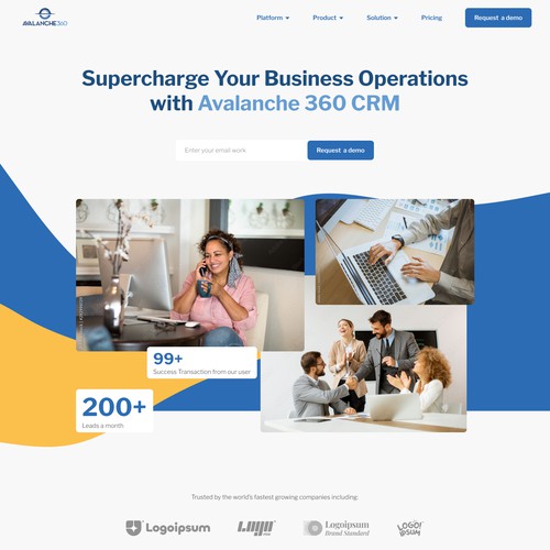 Software landing page for marketing automation CRM