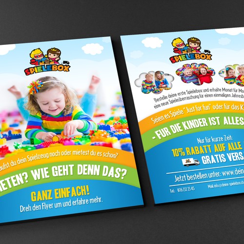 Kreativer Flyer für Kinder und Eltern -> Spieleabo