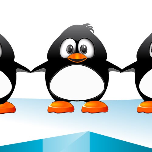 Logo of penguins huddling together for an awesome sports social network / mobile app