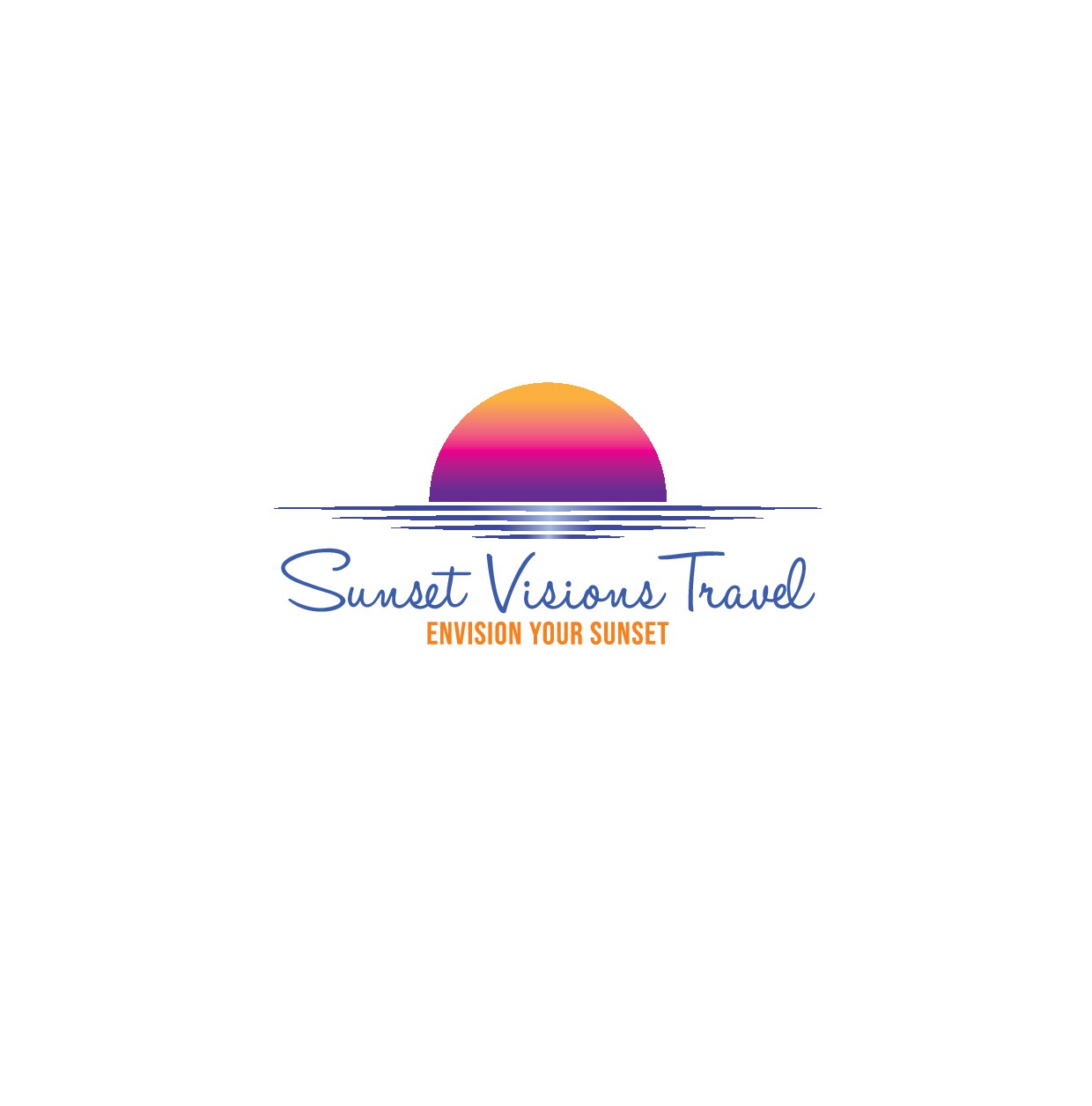 Beach themed logo with sunset theme for travel