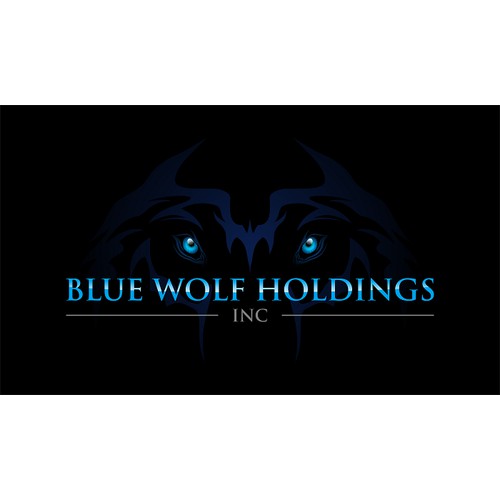 Logo design for blue wolf holding