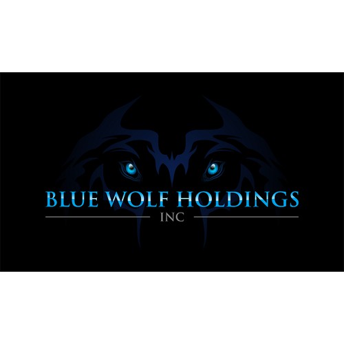 Logo design for blue wolf holding