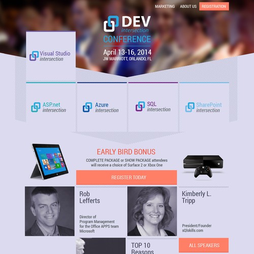 Landing page design for dev conference