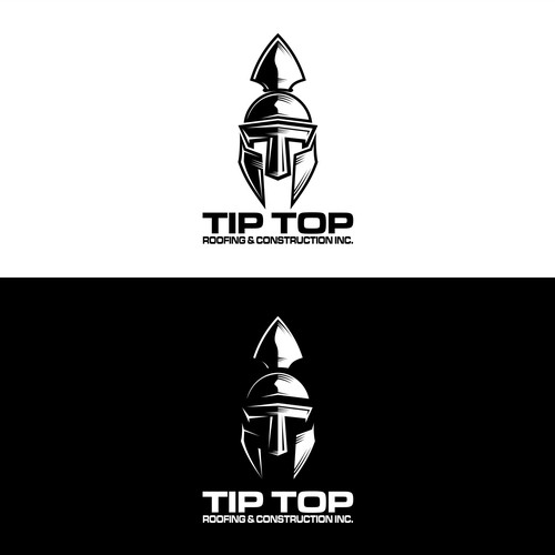 spartan helmet logo with T initials for TIP TOP